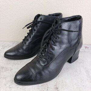 Vintage Prairie Western Leather Booties Lace-Up Black size 8.5 Witchy Whimsigoth
